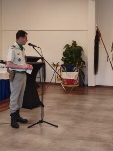 Le colonel Louis prononce des remerciements à l'issue de la cérémonie des 290 ans de Chamborant